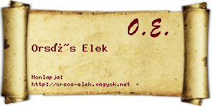 Orsós Elek névjegykártya